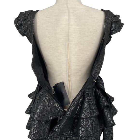 ARROGANT CAT NWT Dark Grey Metallic Multi Layered Jacquard Pencil Dress Size XS - Picture 8 of 11